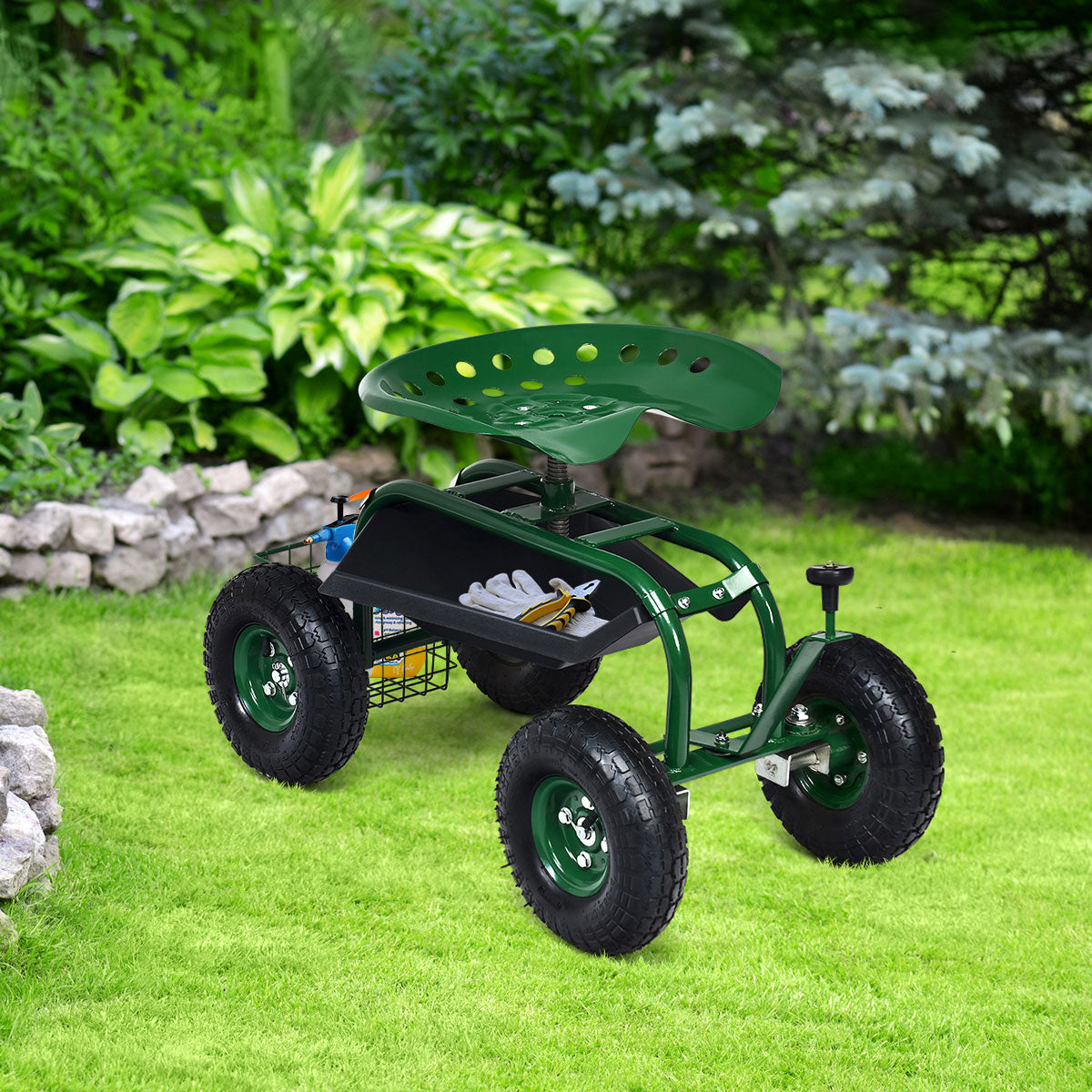 Robuster fahrbarer Gartensitz