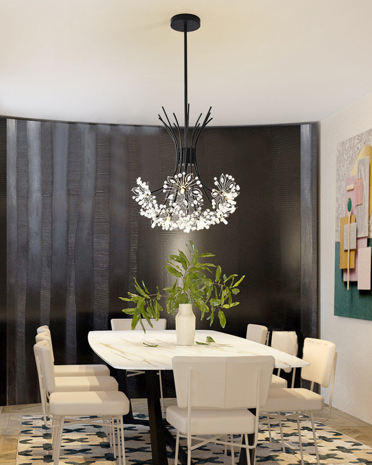 Multi-Arm Crystal Hanging Light Fixture 13-Bulb 20.5 Inch Diameter Sparkling Glass for Dining Room Living Room Entryway Bedroom Modern Adjus
