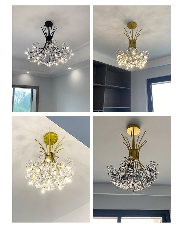 Multi-Arm Crystal Hanging Light Fixture 13-Bulb 20.5 Inch Diameter Sparkling Glass for Dining Room Living Room Entryway Bedroom Modern Adjus