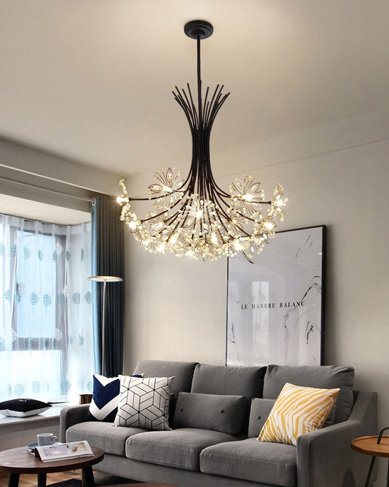 Multi-Arm Crystal Hanging Light Fixture 13-Bulb 20.5 Inch Diameter Sparkling Glass for Dining Room Living Room Entryway Bedroom Modern Adjus