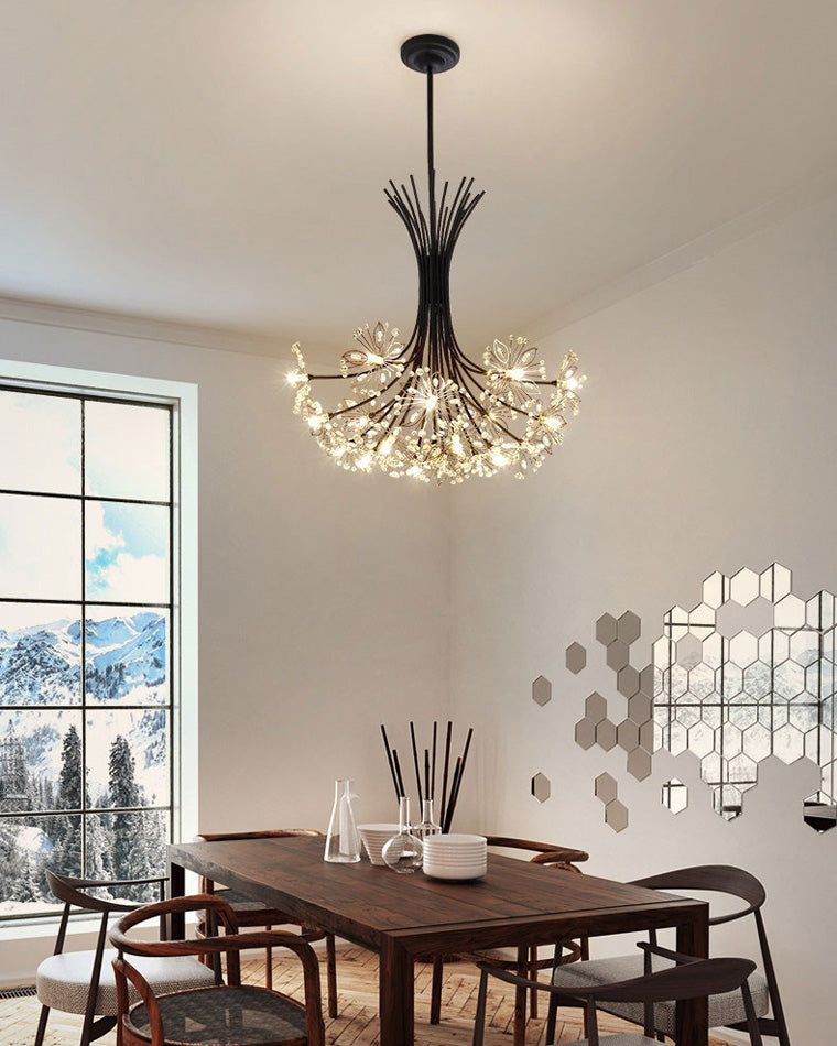 Multi-Arm Crystal Hanging Light Fixture 13-Bulb 20.5 Inch Diameter Sparkling Glass for Dining Room Living Room Entryway Bedroom Modern Adjus