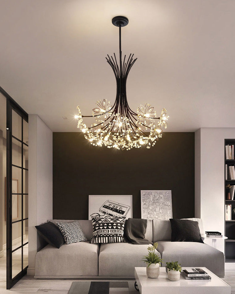 Multi-Arm Crystal Hanging Light Fixture 13-Bulb 20.5 Inch Diameter Sparkling Glass for Dining Room Living Room Entryway Bedroom Modern Adjus