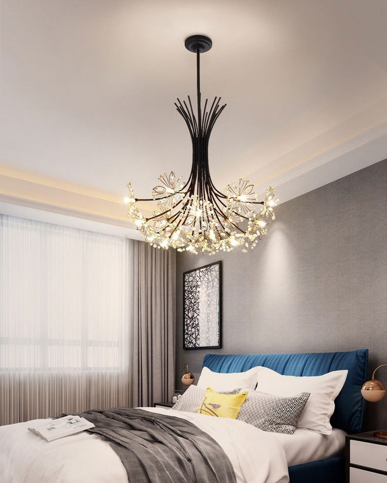 Multi-Arm Crystal Hanging Light Fixture 13-Bulb 20.5 Inch Diameter Sparkling Glass for Dining Room Living Room Entryway Bedroom Modern Adjus