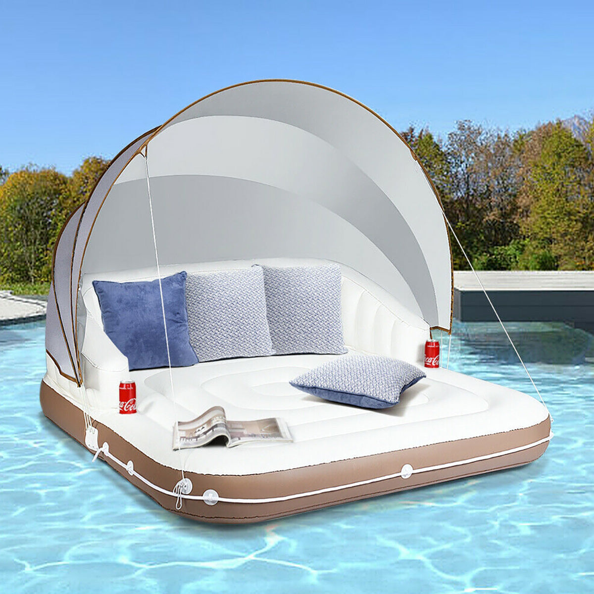 Sillón flotante para piscina con toldo