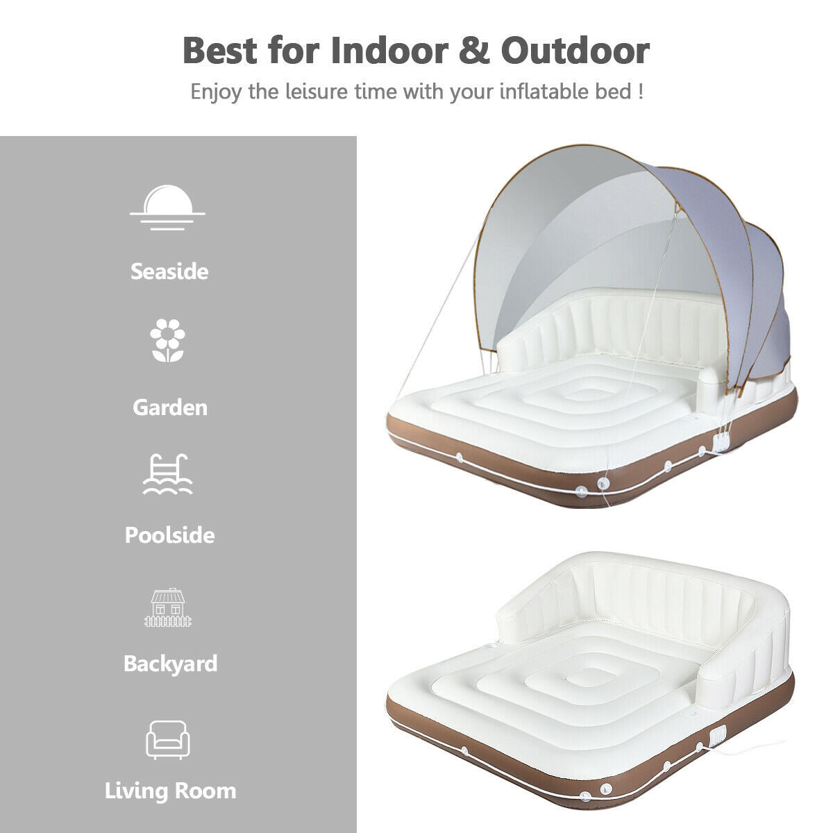 Sillón flotante para piscina con toldo