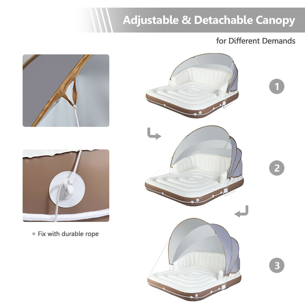 Sillón flotante para piscina con toldo