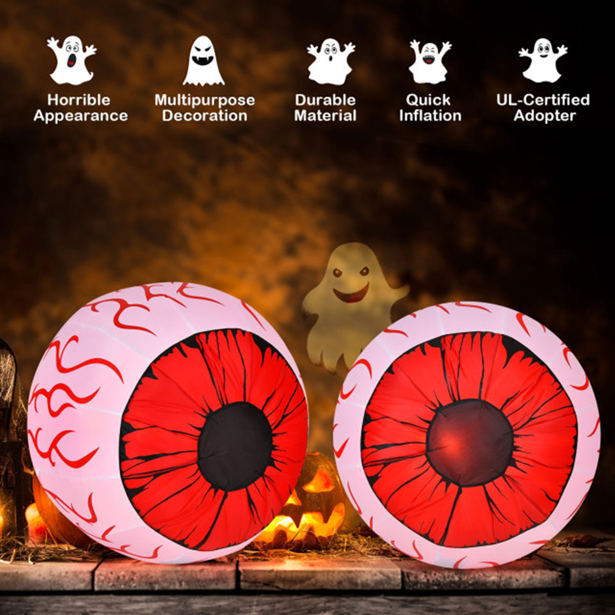 Opblaasbare Halloween-ogen van 90 cm (set van 2)