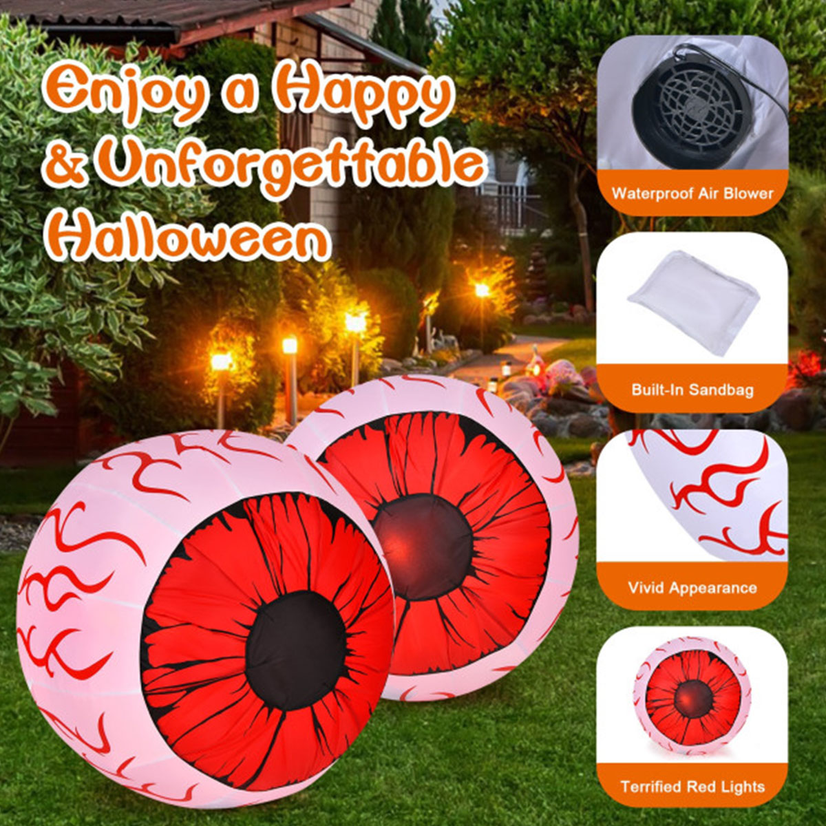 Opblaasbare Halloween-ogen van 90 cm (set van 2)