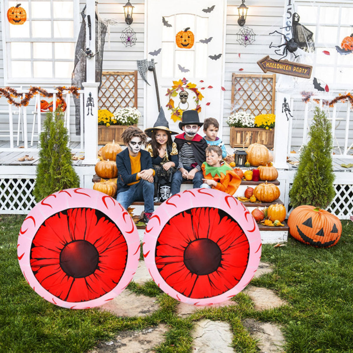 Opblaasbare Halloween-ogen van 90 cm (set van 2)