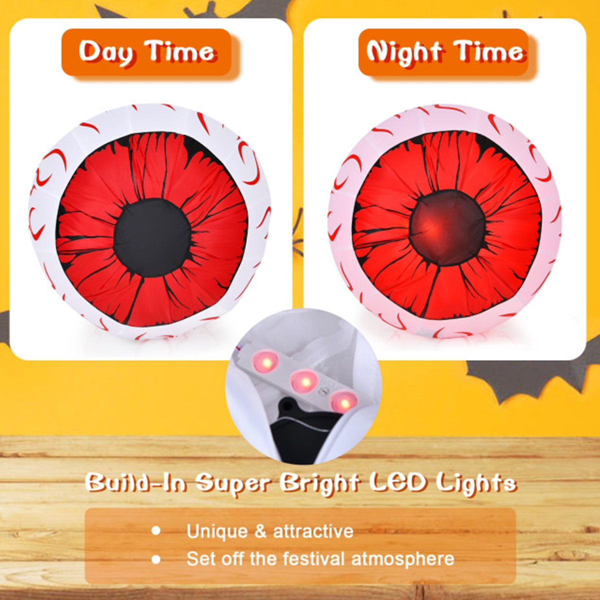 Opblaasbare Halloween-ogen van 90 cm (set van 2)