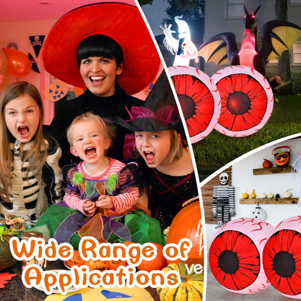 Opblaasbare Halloween-ogen van 90 cm (set van 2)