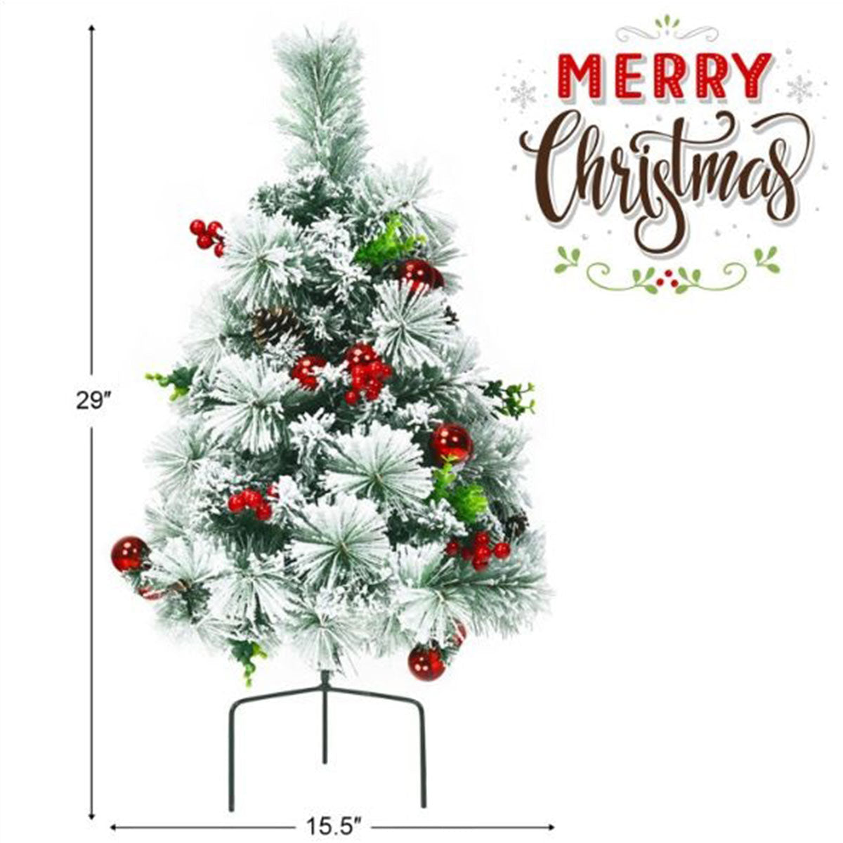 2-voet draadloze verlichte kerstbomen voor langs het tuinpad (set van 2)