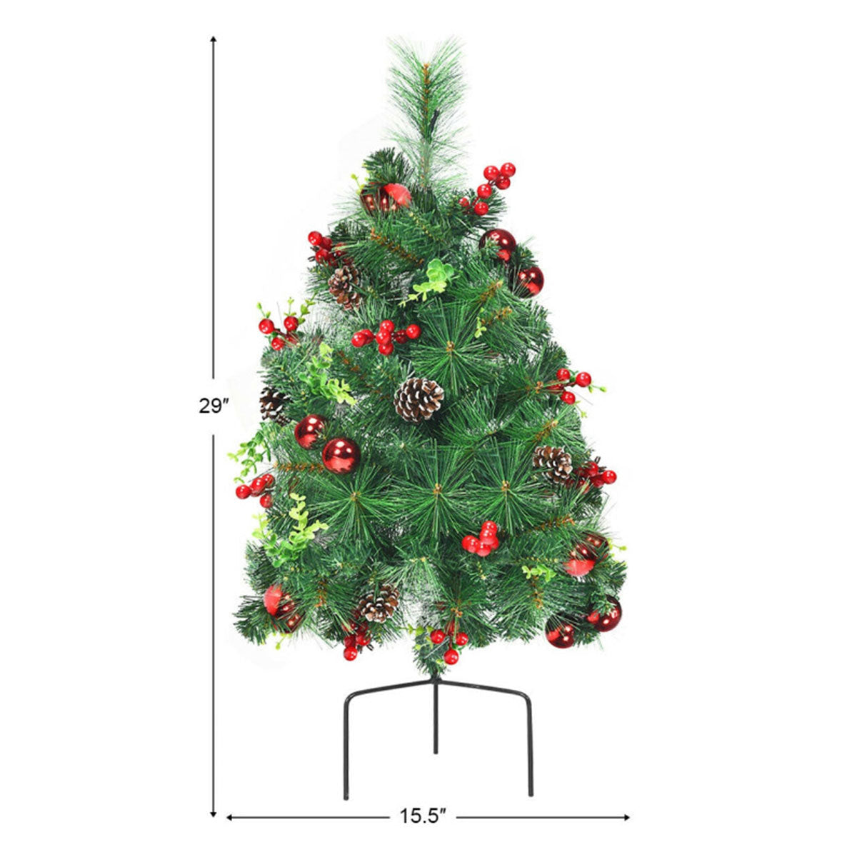 2-voet draadloze verlichte kerstbomen voor langs het tuinpad (set van 2)