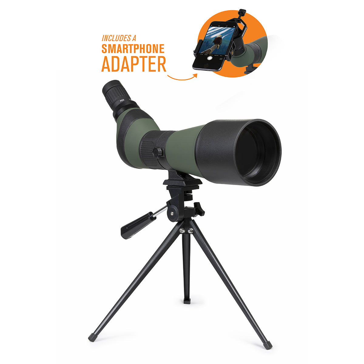 Telescopio terrestre 20x-60x con adaptador para smartphone
