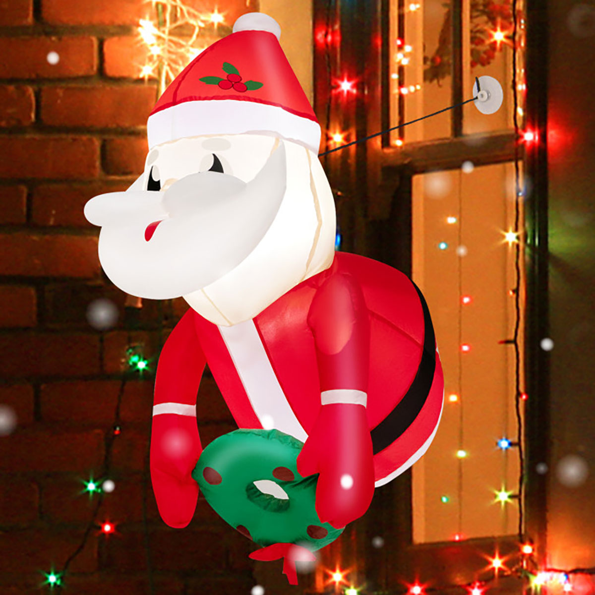 Opblaasbare Kerstman van 90 cm met zuignappen