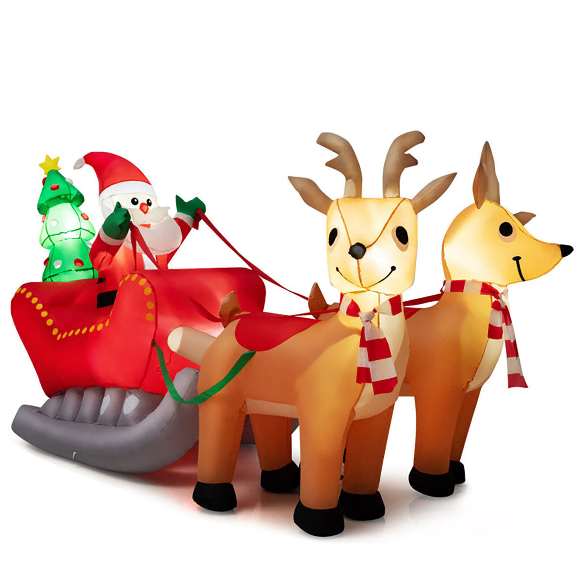 Opblaasbare Kerstman in arrenslee van 2,1 meter