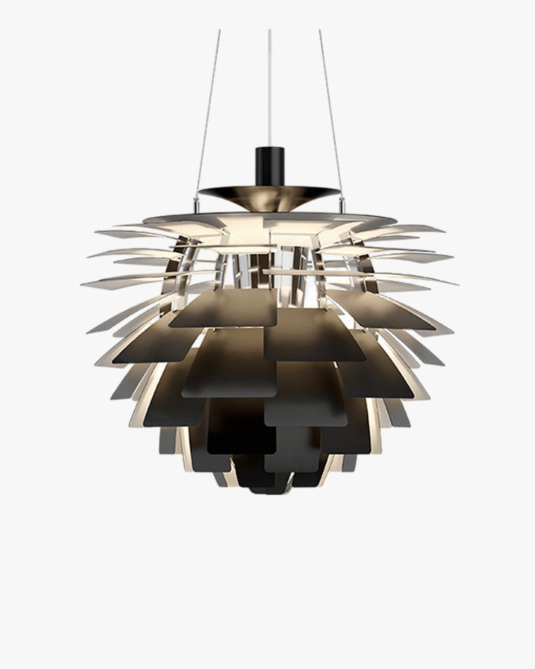 Sculptural Metal Shade Hanging Fixture 20 in Adjustable Height Overhead Lighting for Dining Room Kitchen Island Entryway Warm Glow Installat
