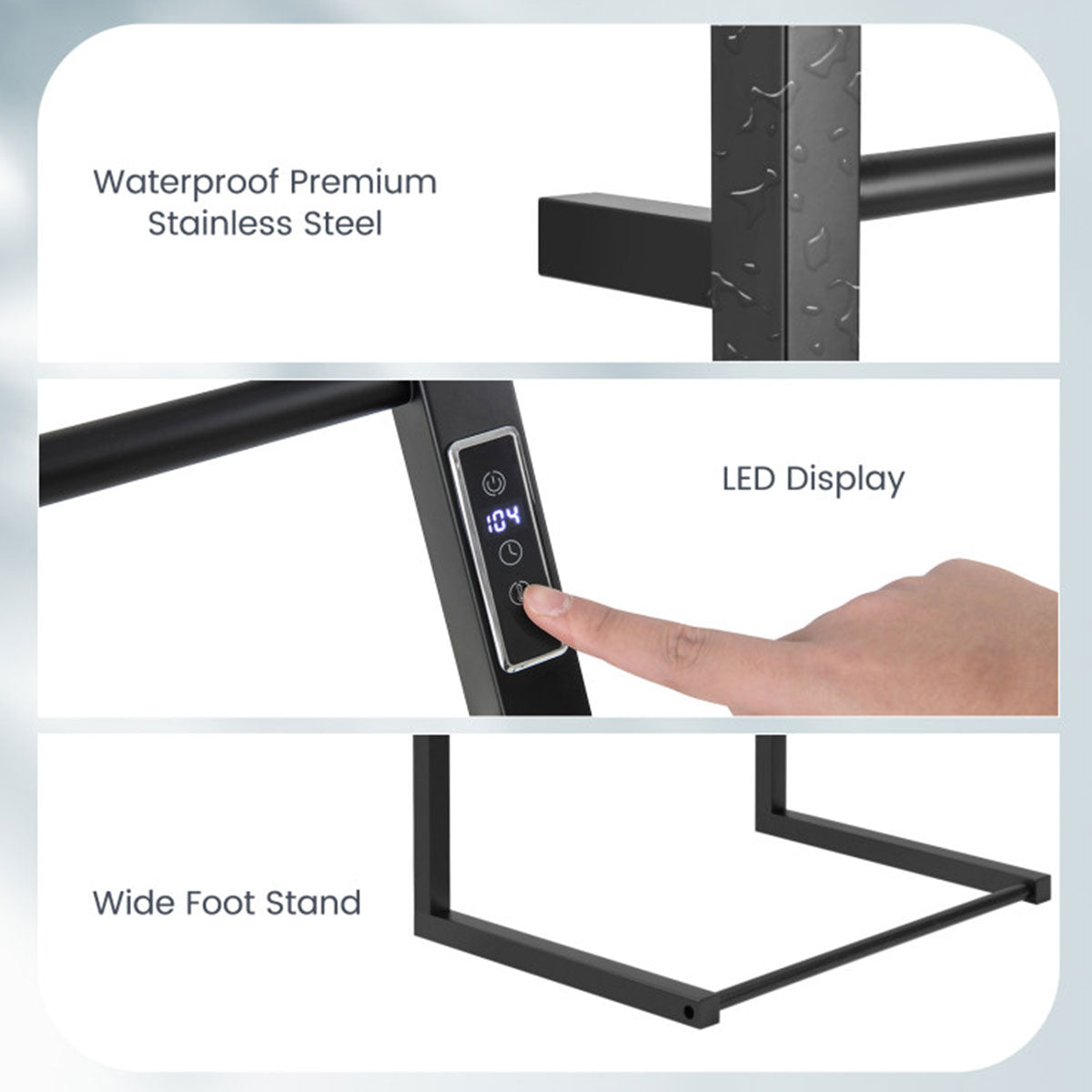 Handdoekradiator met led-display