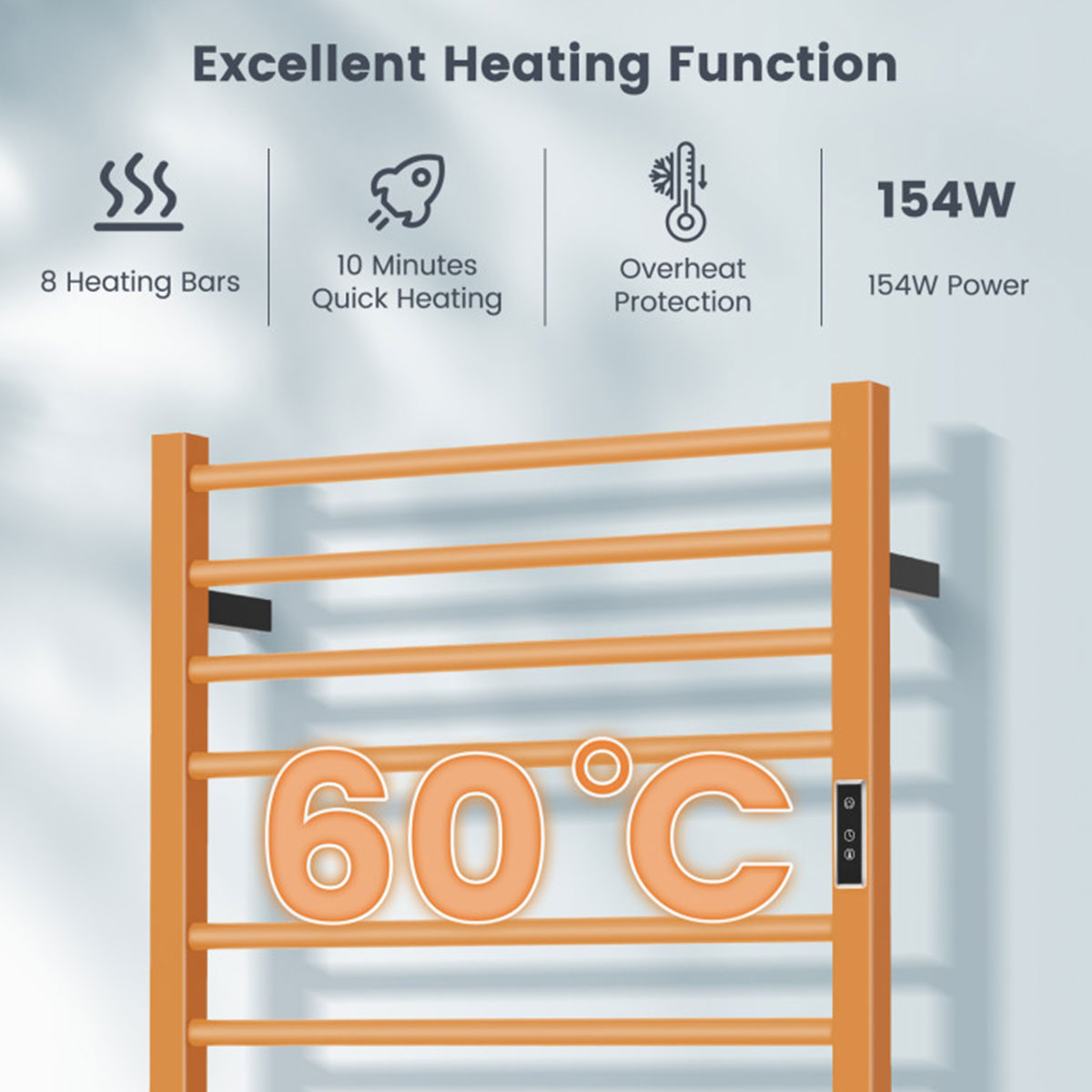 Handdoekradiator met led-display