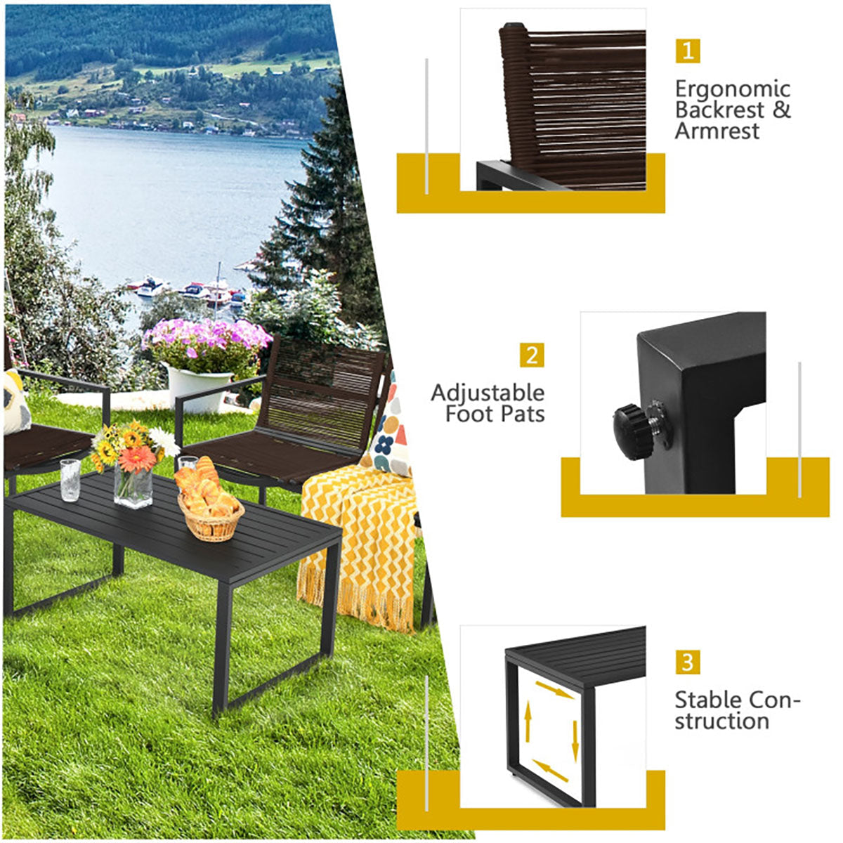 4-delige tuinset met loveseat