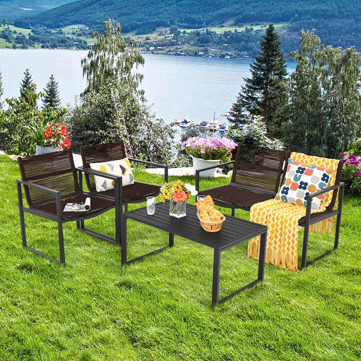 4-delige tuinset met loveseat