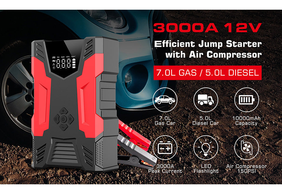 Jumpstarter met luchtcompressor