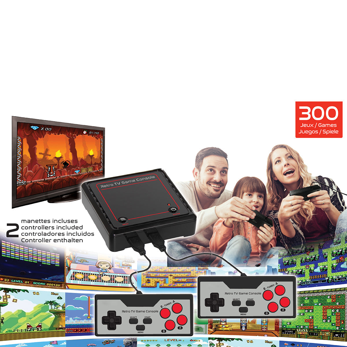 Retro-TV-Spielkonsole mit 300 Spielen