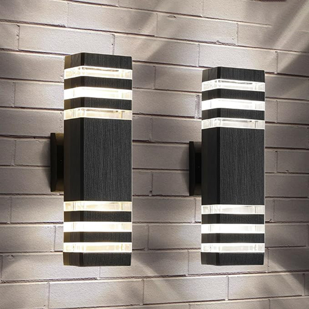 Outdoor Wall Sconce E27 Socket Weatherproof Black Finish Dual-Beam Up-Down Lighting for Entryways Patios Garden Facades Exterior Home | Thomler