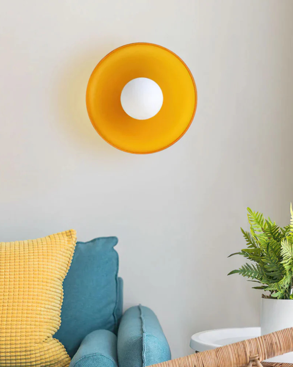 Flush Mount Ceiling Light with Glass Shade and Metal Frame for Living Room, Bedroom, Hallway – Round Overhead Fixture with Warm White Glow | Thomler