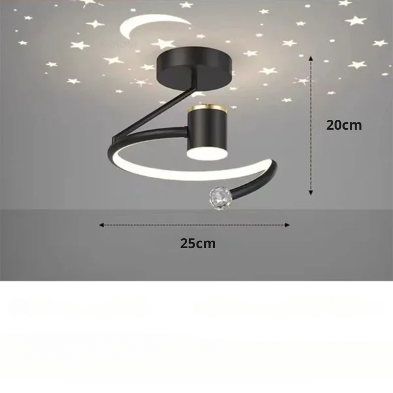 Dimmable LED Flush Mount Ceiling Light with Starry Sky Projection for Bedrooms & Hallways | Aluminum Round Fixture | 10 in Diameter | Thomler