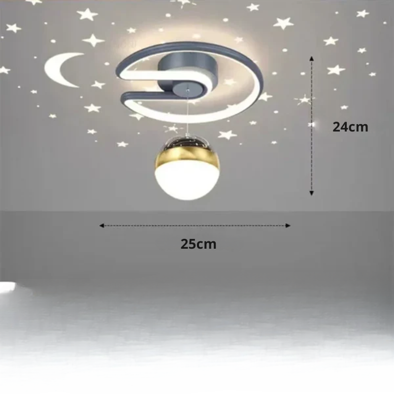 Dimmable LED Flush Mount Ceiling Light with Starry Sky Projection for Bedrooms & Hallways | Aluminum Round Fixture | 10 in Diameter | Thomler