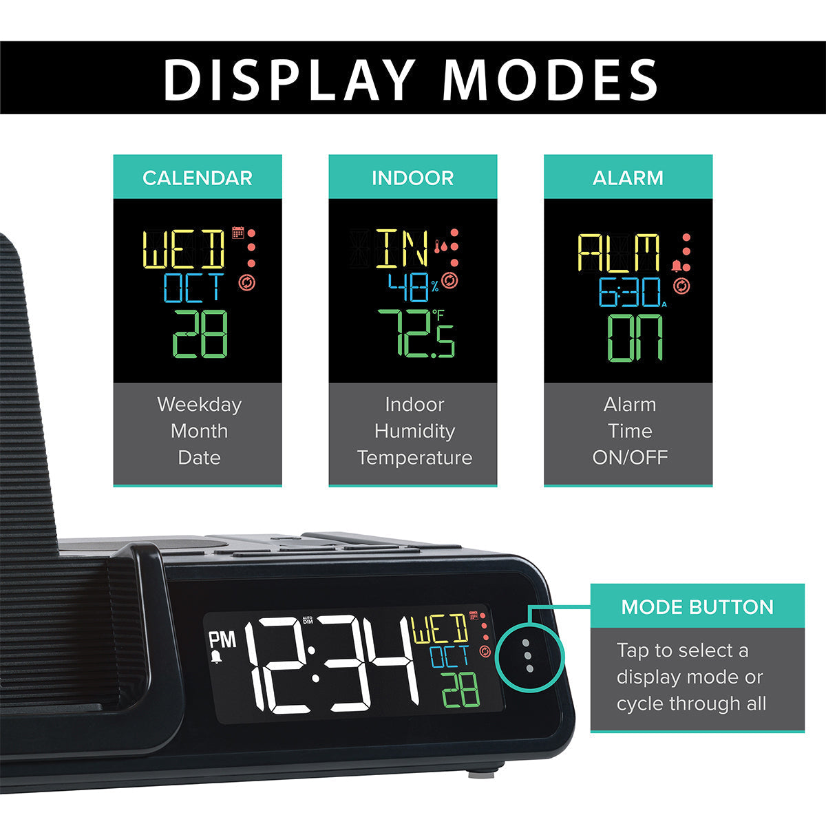Projection Alarm Clock with Wireless Charging Station