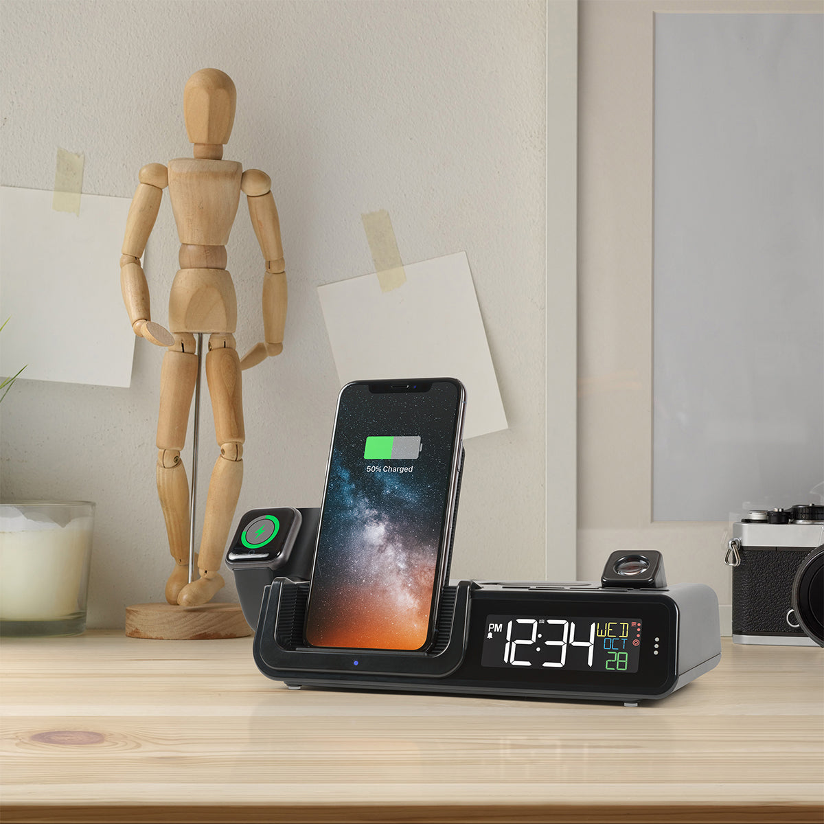 Projection Alarm Clock with Wireless Charging Station