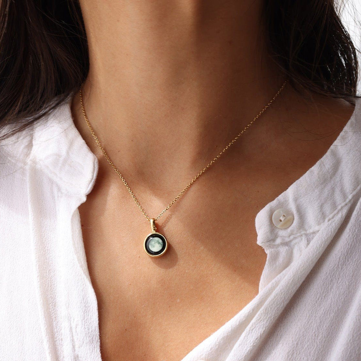 Gepersonaliseerde ketting met maanfase-sky light naar keuze