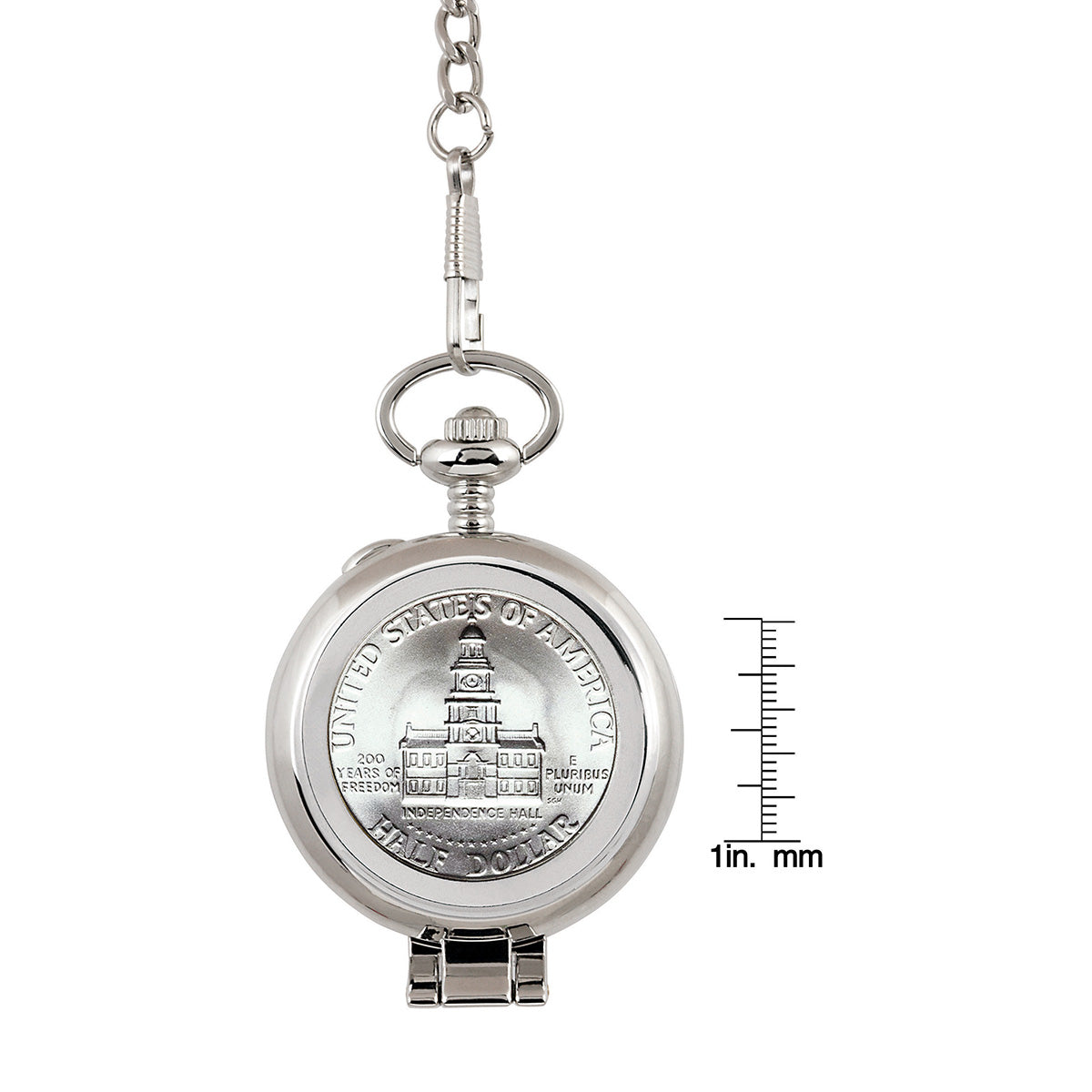 JFK Bicentennial Half Dollar Pocket Watch with Skeleton Movement