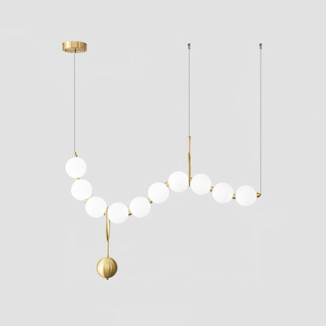 Lámpara colgante de globos de cristal en cascada, dorada y blanca, iluminación cenital contemporánea para barra de desayuno, comedor o salón, 39 pulgadas | Thomler