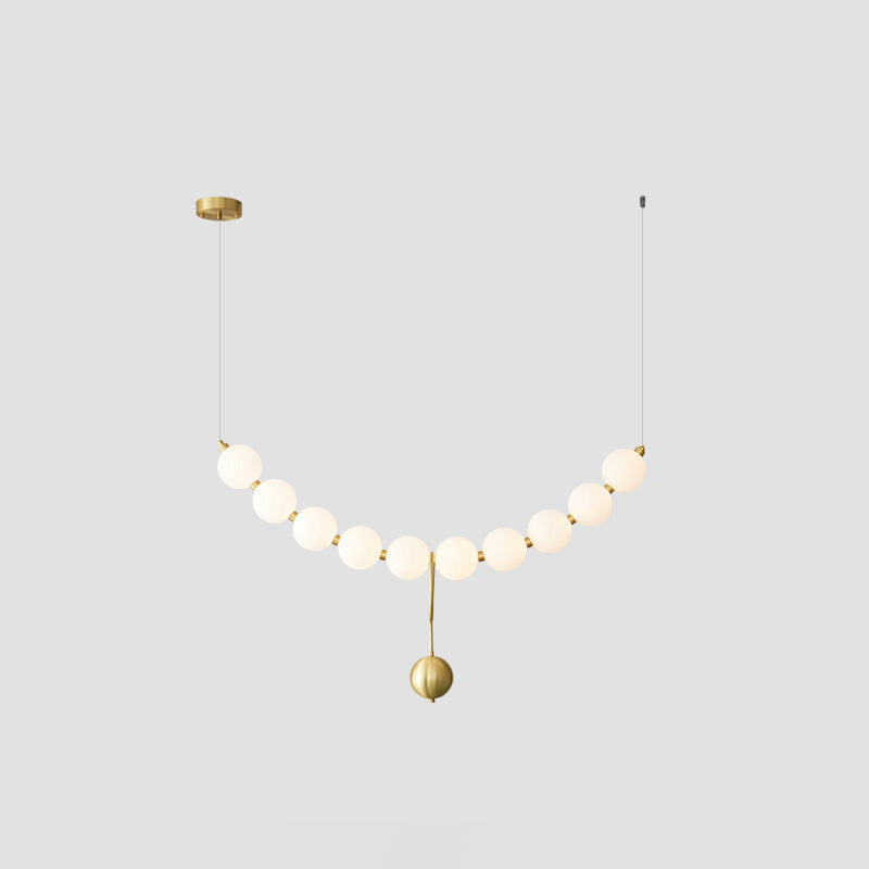 Lámpara colgante de globos de cristal en cascada, dorada y blanca, iluminación cenital contemporánea para barra de desayuno, comedor o salón, 39 pulgadas | Thomler