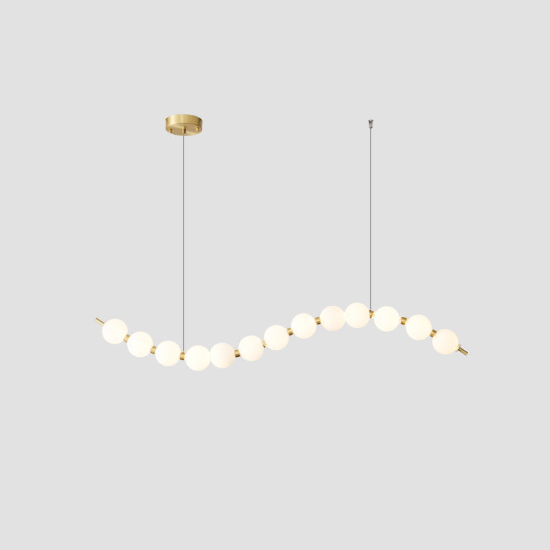 Lámpara colgante de globos de cristal en cascada, dorada y blanca, iluminación cenital contemporánea para barra de desayuno, comedor o salón, 39 pulgadas | Thomler