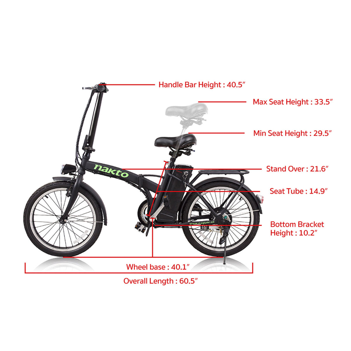 NAKTO modieuze elektrische fiets