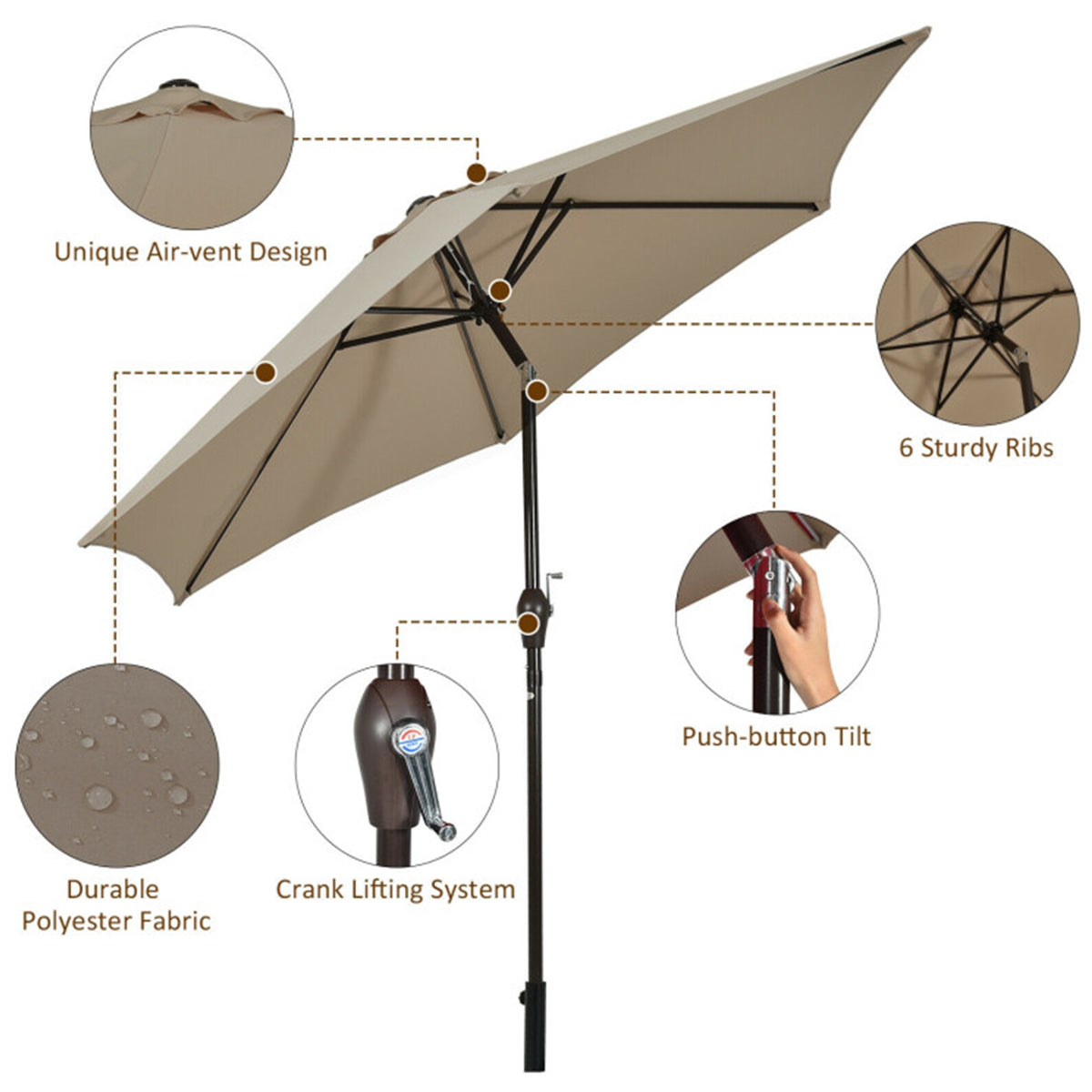 9' Marktparasol voor terrastafel