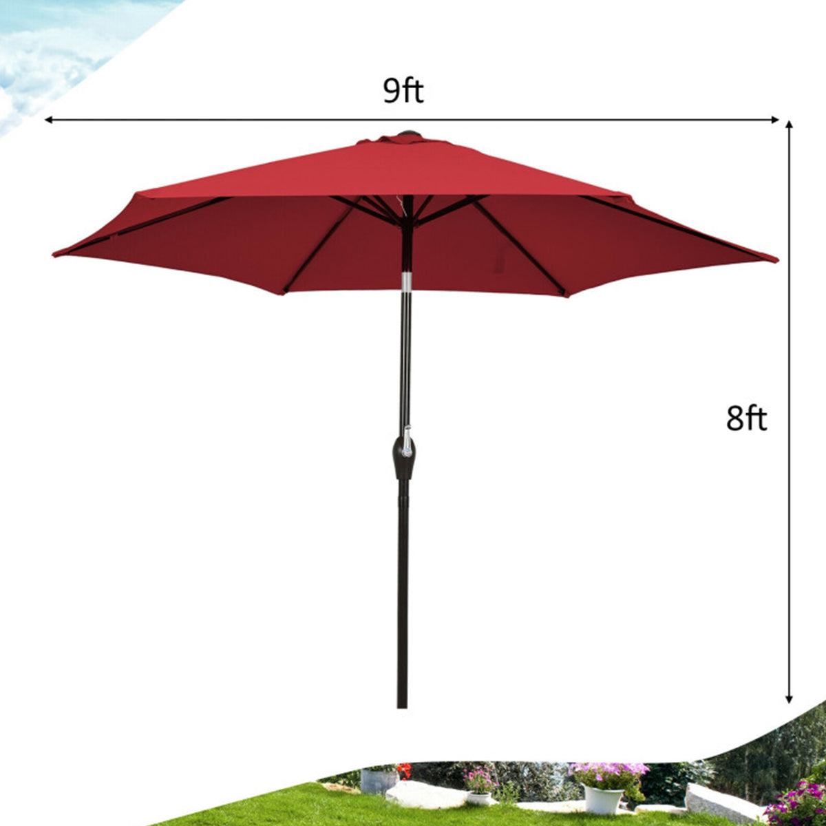 9' Marktparasol voor terrastafel