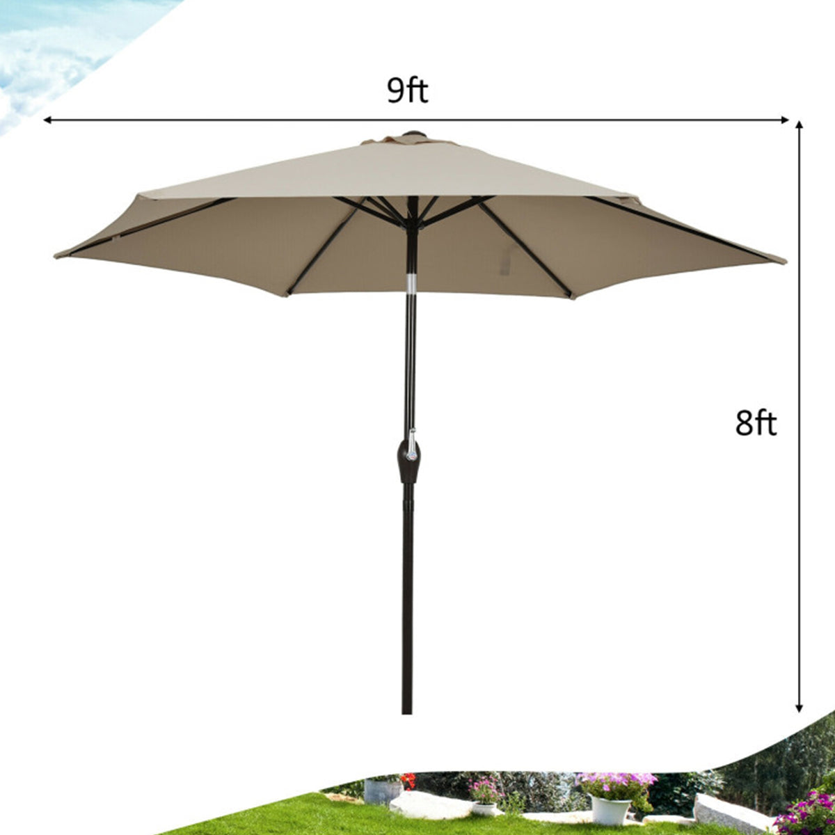 9' Marktparasol voor terrastafel