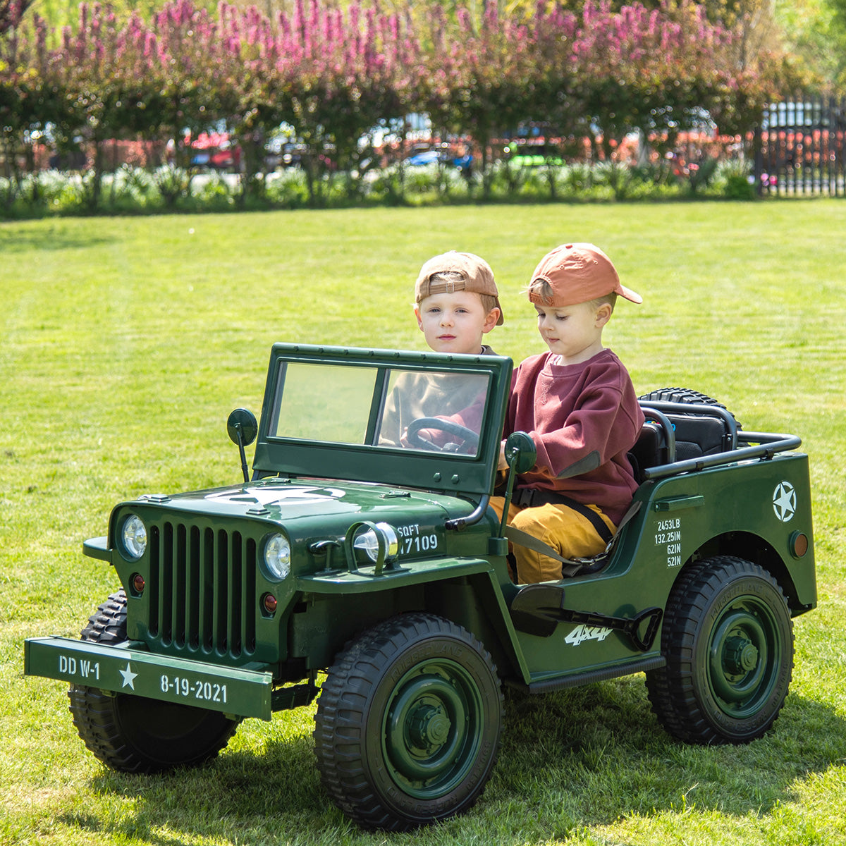 24V Militaire Willy Jeep voor kinderen