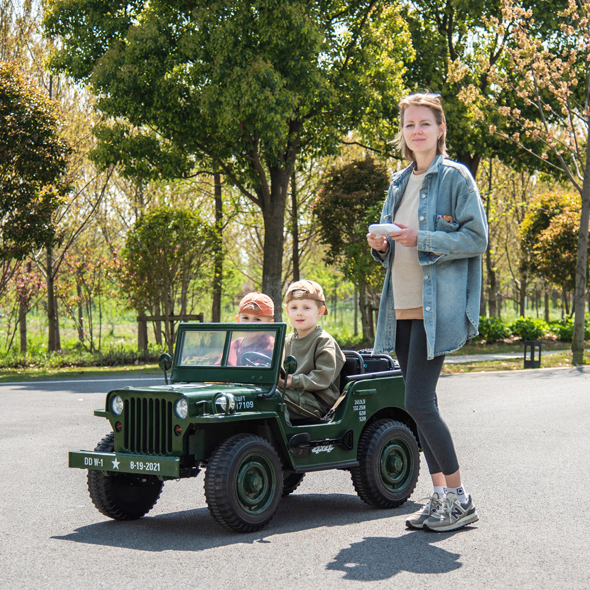 24V Militaire Willy Jeep voor kinderen