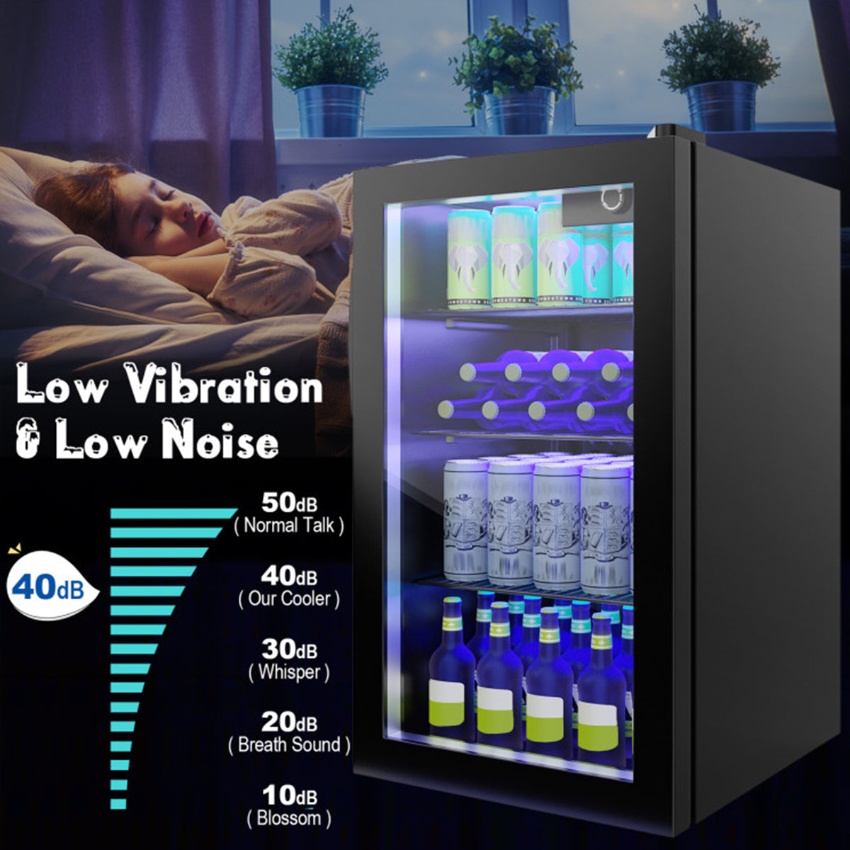Refrigerador para 120 latas con puerta de vidrio