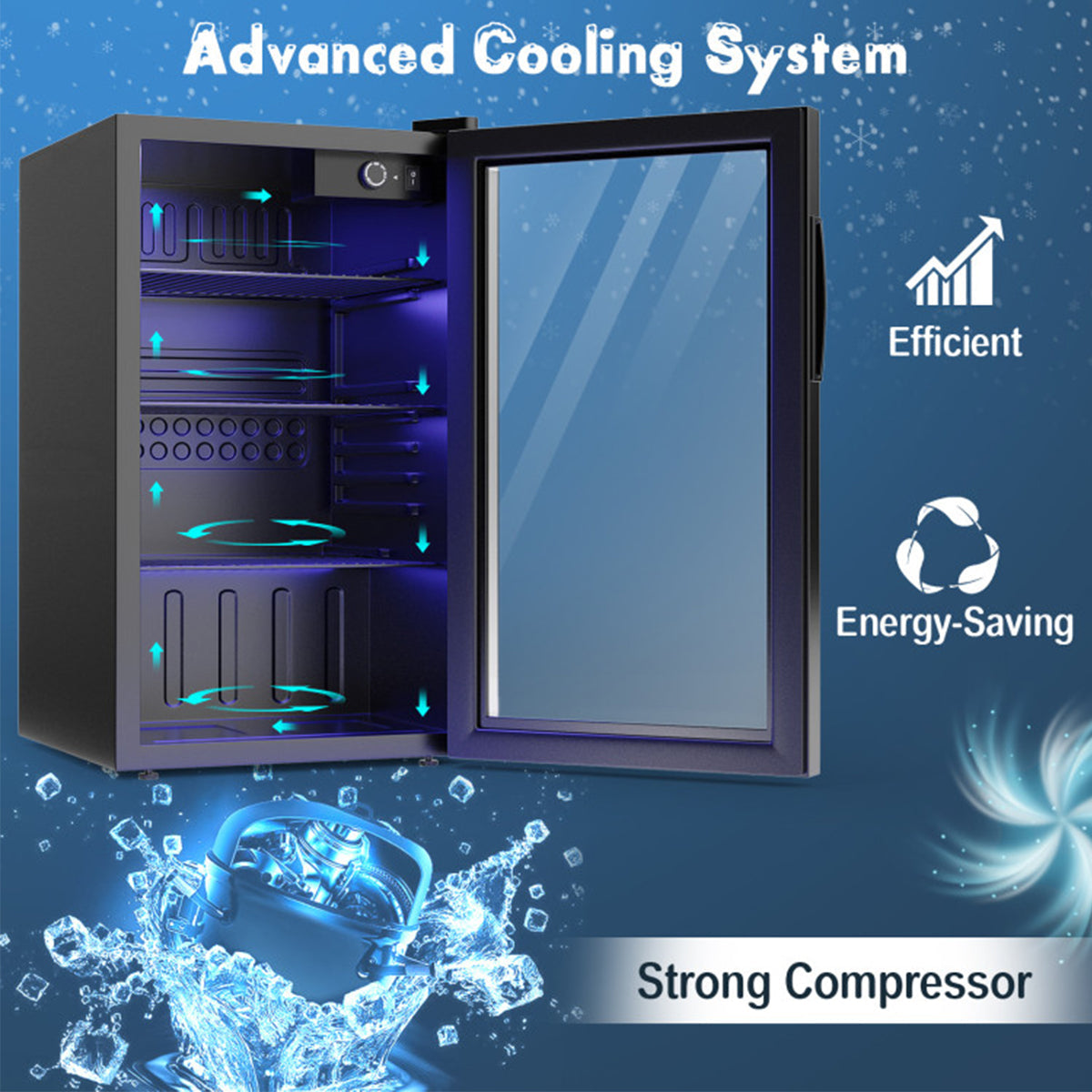 Refrigerador para 120 latas con puerta de vidrio