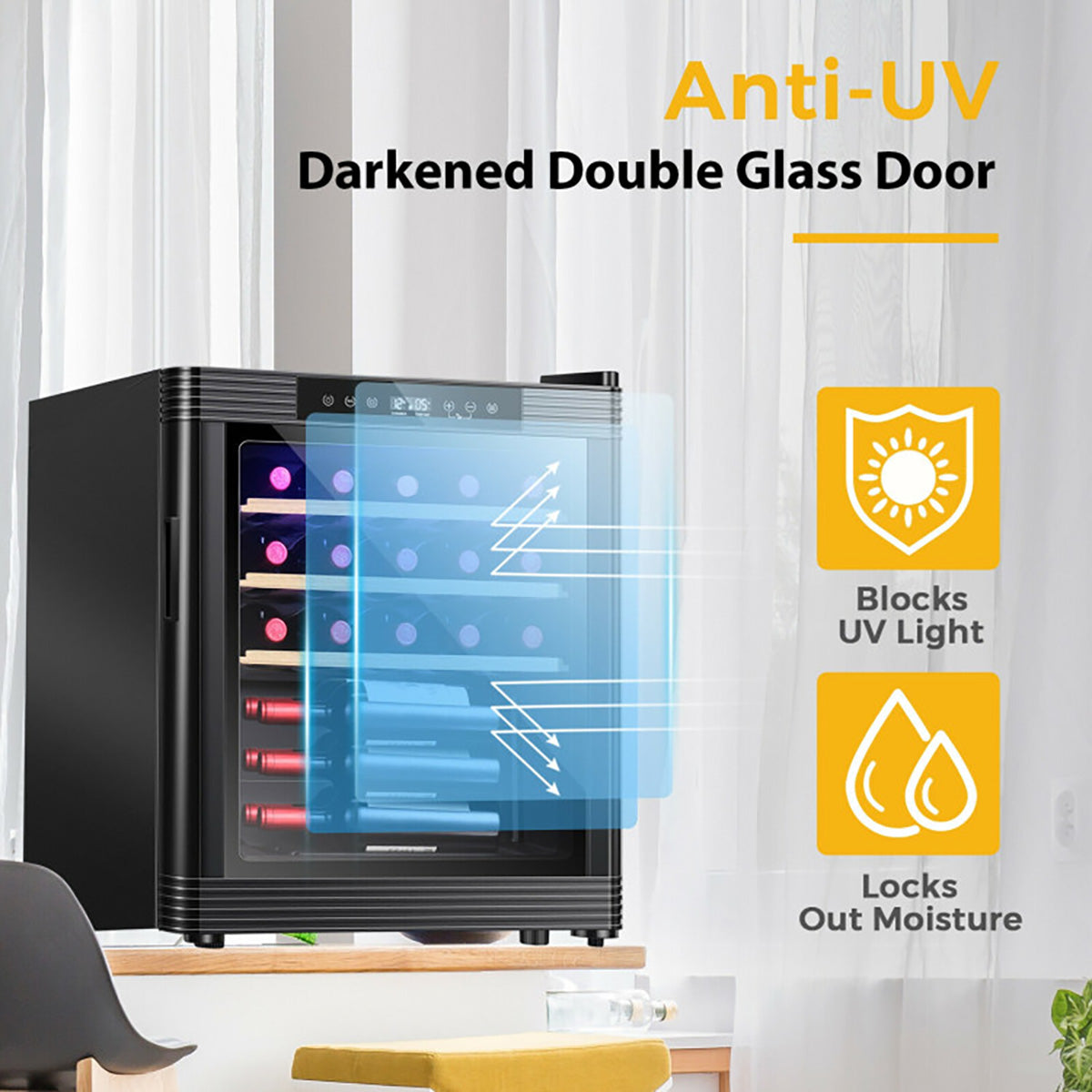 Refrigerador enfriador de vino con compresor para 21 botellas