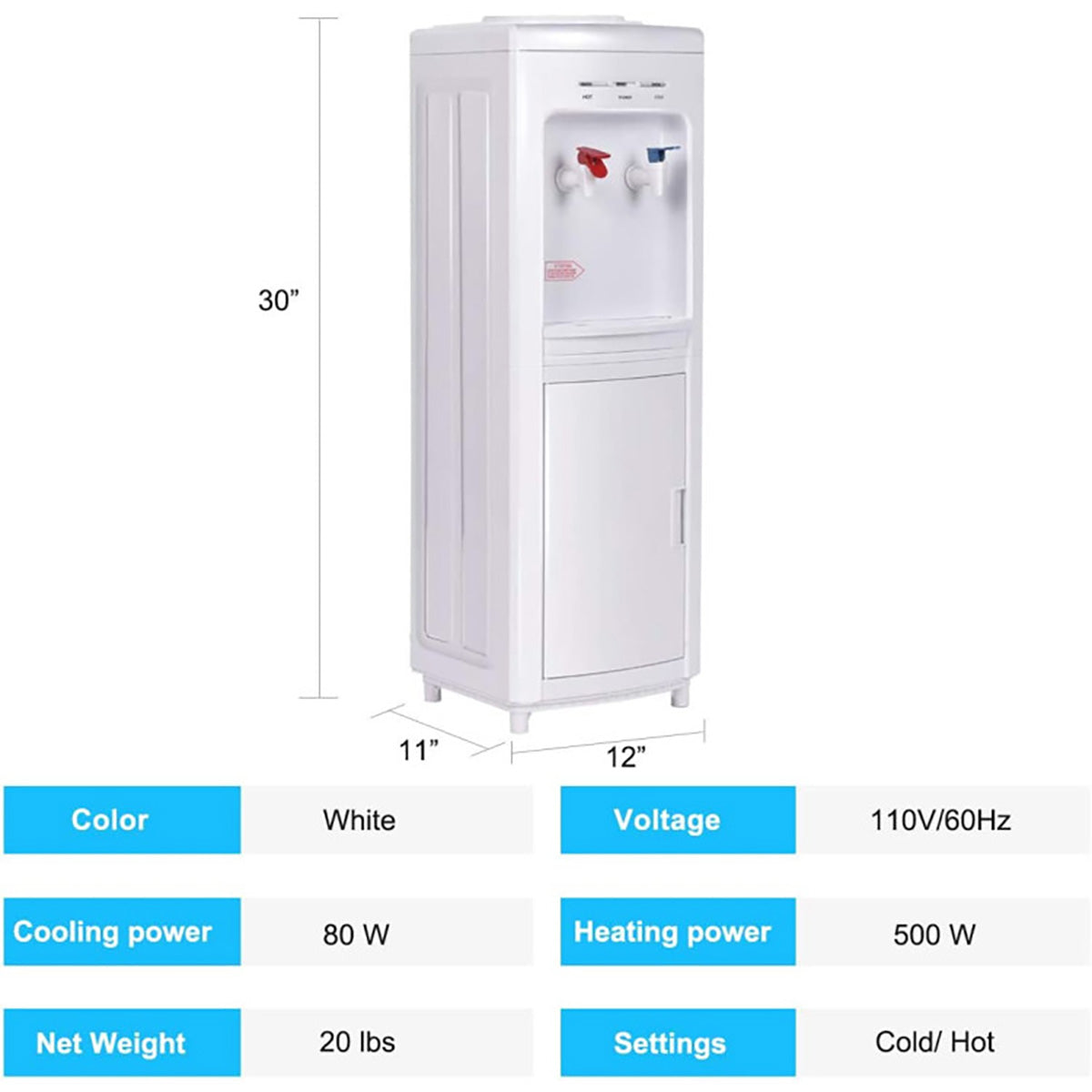 Dispensador de agua fría y caliente de 5 galones