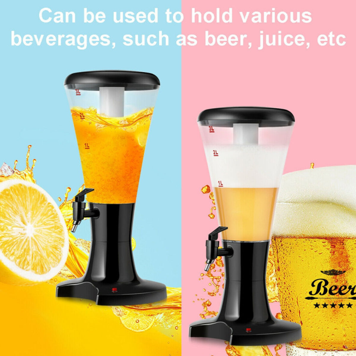 Bier-Zapfsäule mit LED-Beleuchtung (2er-Set)