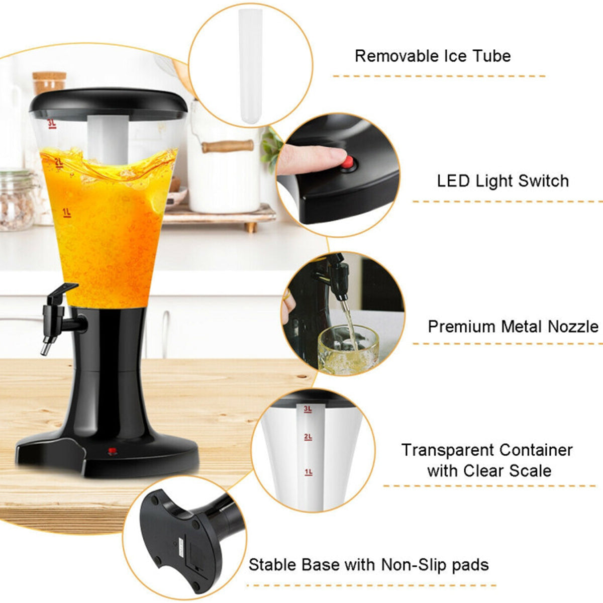 Bier-Zapfsäule mit LED-Beleuchtung (2er-Set)